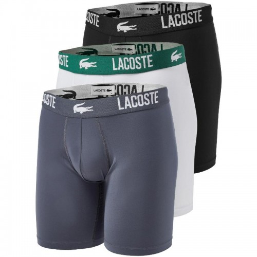 Boxers Lacoste Poliamida Branco Cinza Preto 3 unidades