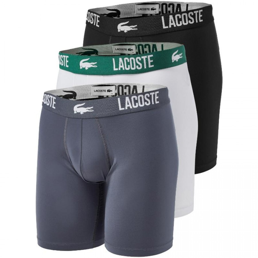 Boxers en polyamide Lacoste Blanc Gris Noir 3 unités