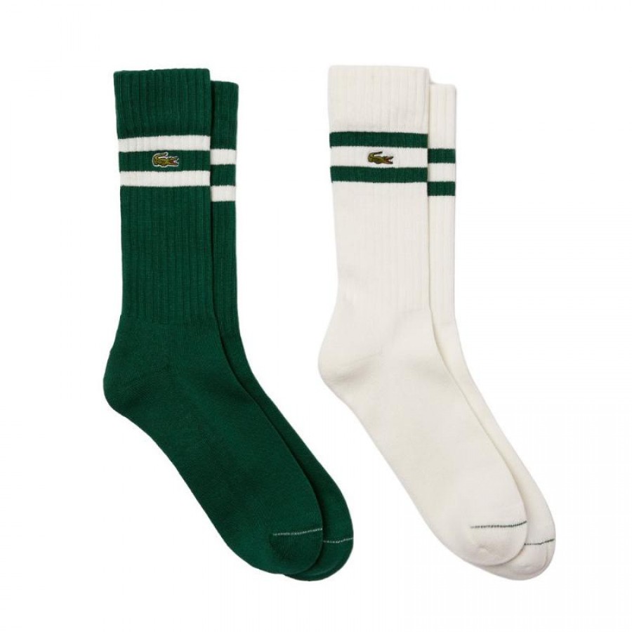 Calzini Lacoste High Cut Bianco Verde  Offerta + Economico