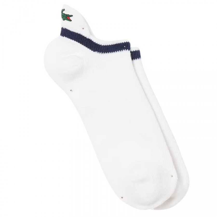 Meias Lacoste Sport Low Cut Marinho Branco 1 Par  Oferta + Barato