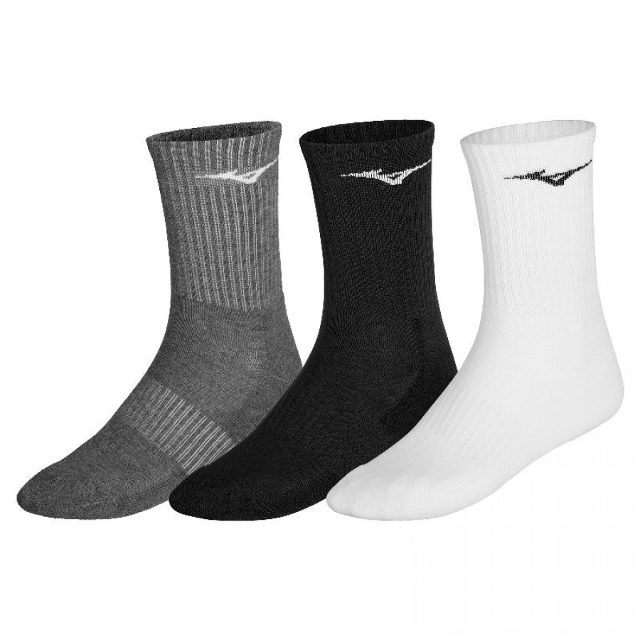 Mizuno Training Socks Gray Black White 3 Pairs PADELPOINT