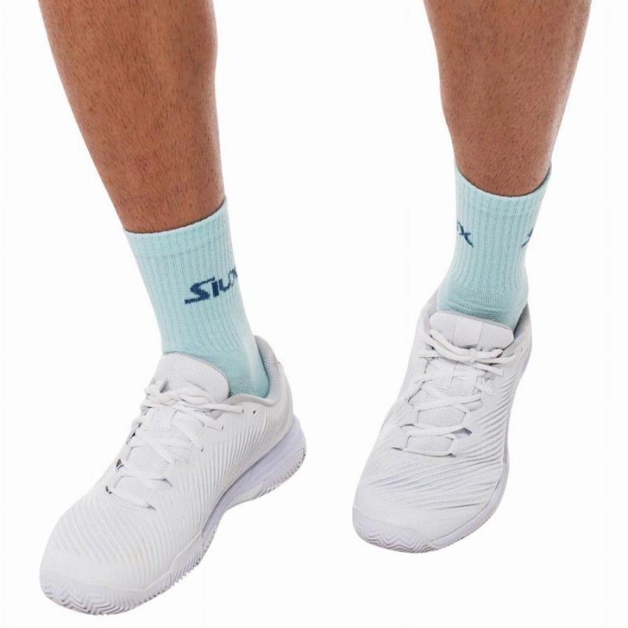 Calcetines Siux Reveal Caña Media Blanco Turquesa 2 Pares  Oferta + Barato