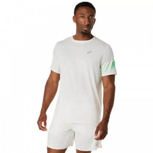 Asics Icon SS Top White Cream Green T-Shirt