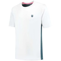 Camiseta Kswiss Hypercourt Mix Melange Crew Branco Gasolina Verde  Oferta + Barato