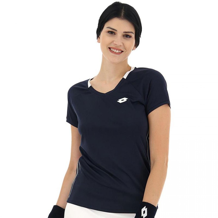 Camiseta Feminina Lotto Squadra II Azul Marinho Branco