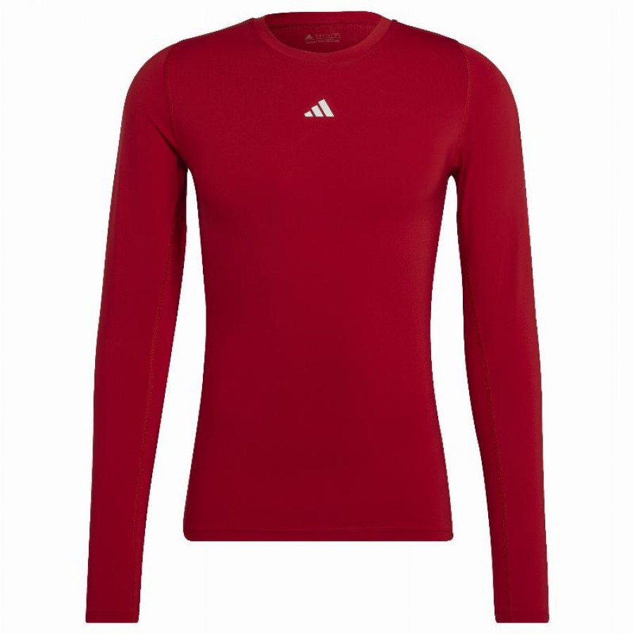 Camiseta de manga comprida Adidas Techfit Vermelha  Oferta + Barato