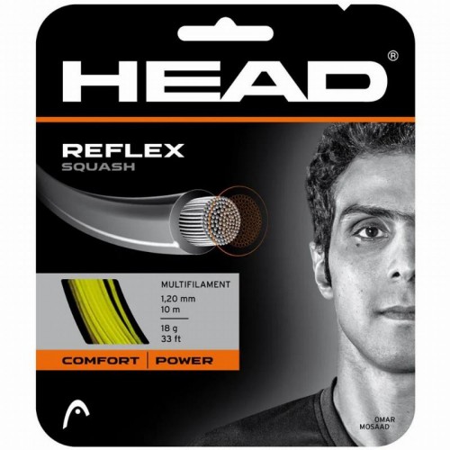 Squash 10m Head Reflex 1.20mm Yellow String