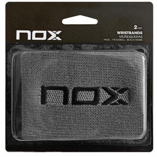 Munequeras Nox Gris Logo Negro 2 Unidades