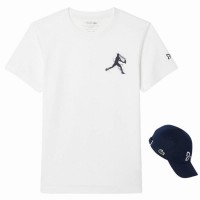 Pack Camiseta Lacoste Novak Djokovic Blanco y Gorra Marino  Oferta + Barato