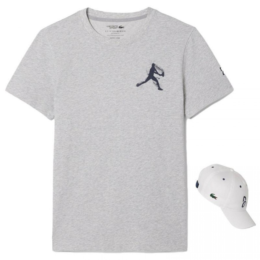 Pack Lacoste Novak Djokovic T-Shirt Cappellino Grigio e Bianco  Offerta + Economico