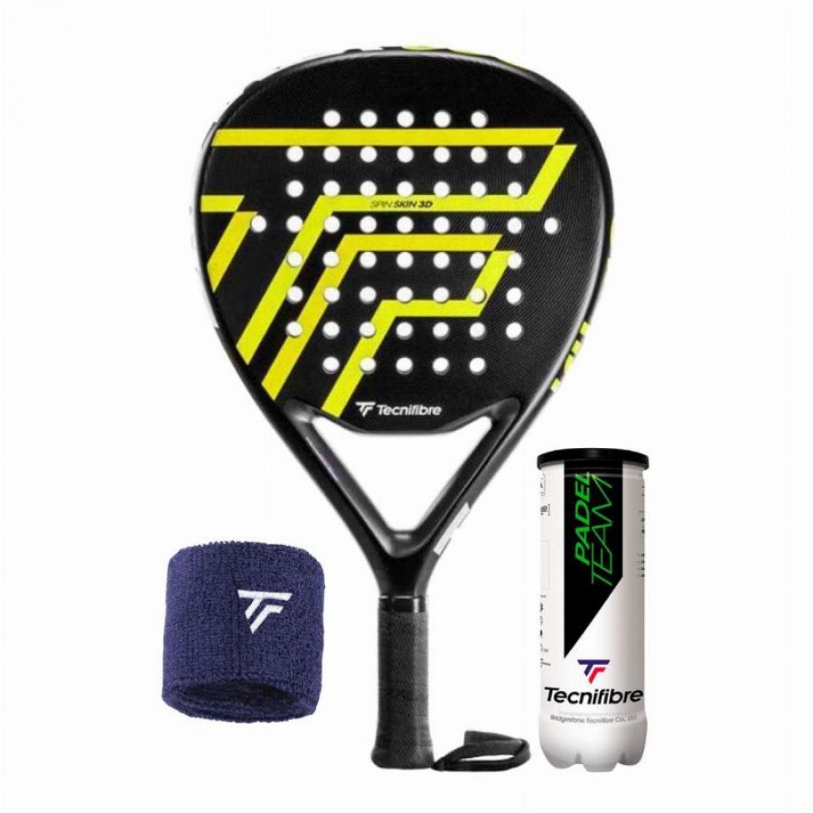 Pack Pala Tecnifibre Wall Breaker 360 con Munequera y Pelotas  Oferta + Barato