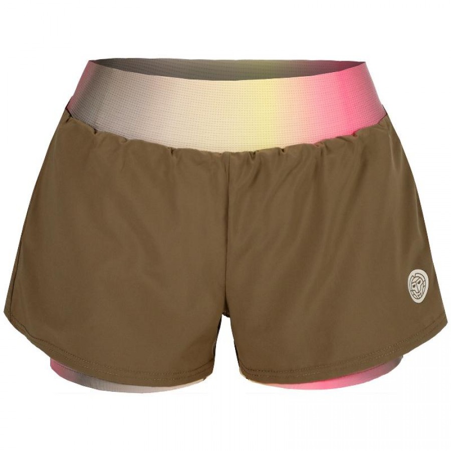 Short Bidi Badu Spectrum Impresso 2 em 1 Marron Amarillo Mujer  Oferta + Barato