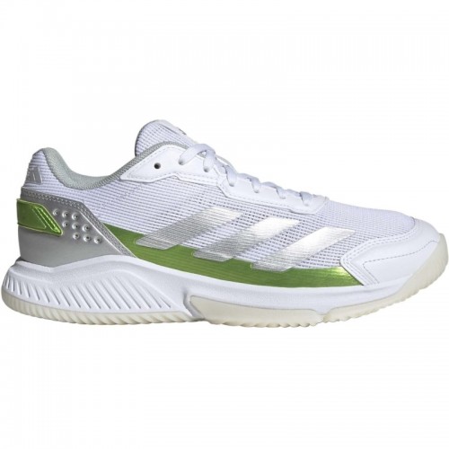Zapatillas Adidas Courtquick Padel Blanco Plata Verde Mujer
