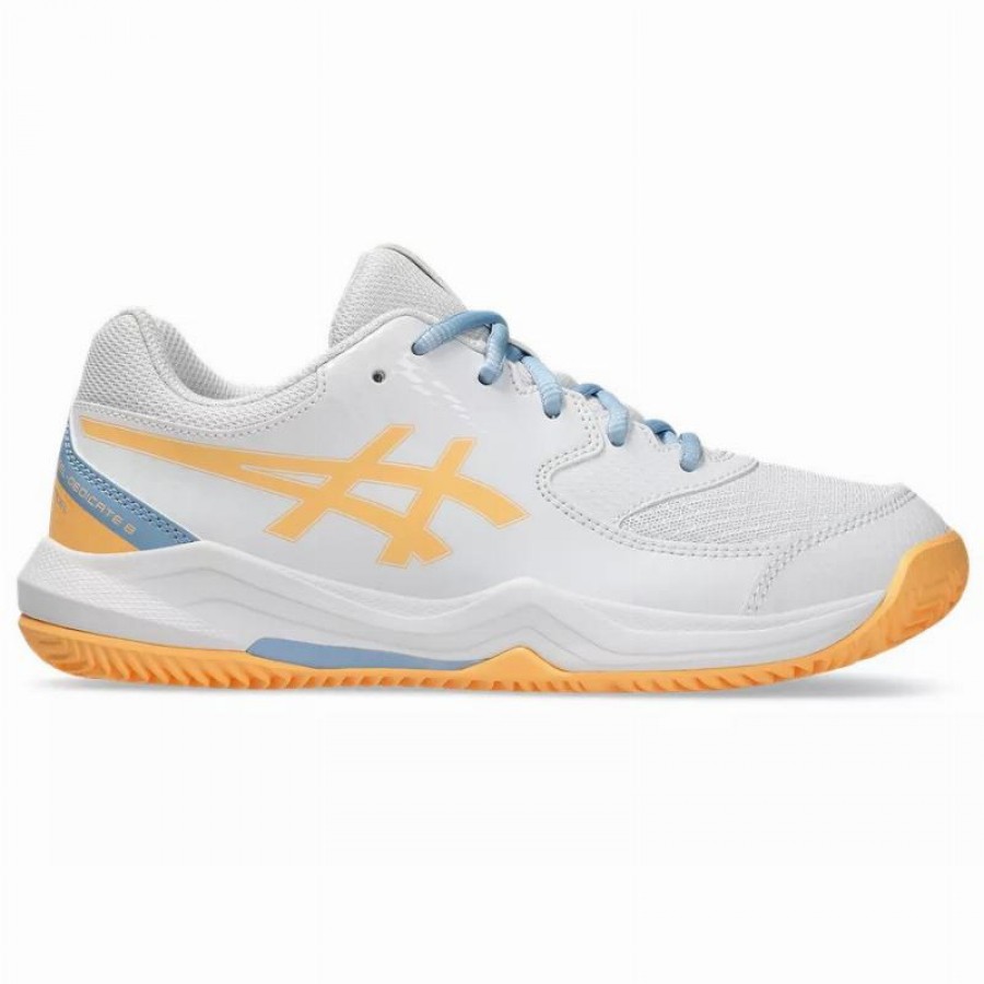 Baskets Junior Asics Gel Dedicate 8 GS Blanc Orange  Offre - Pas cher